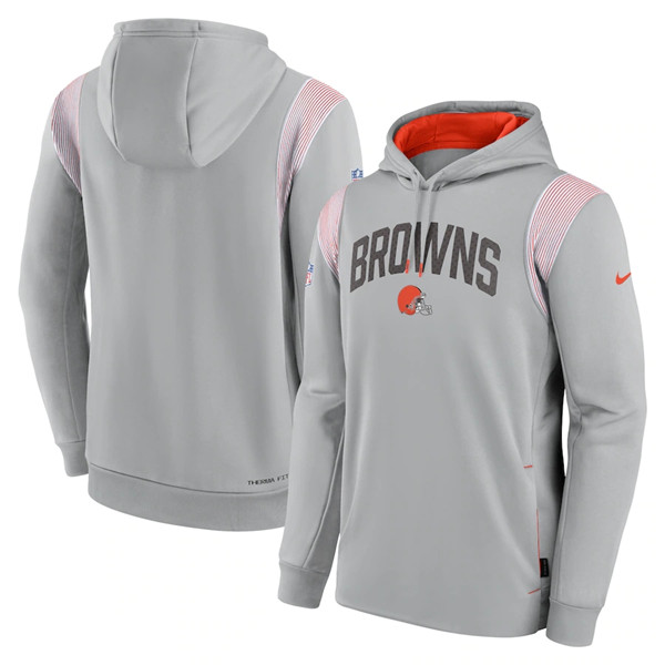 Men's Cleveland Browns Gray Sideline Stack Performance Pullover Hoodie